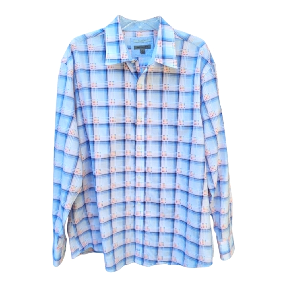 Johnston & Murphy Multicolored Long Sleeve Tailored Fit Check Shirt - Size XL
